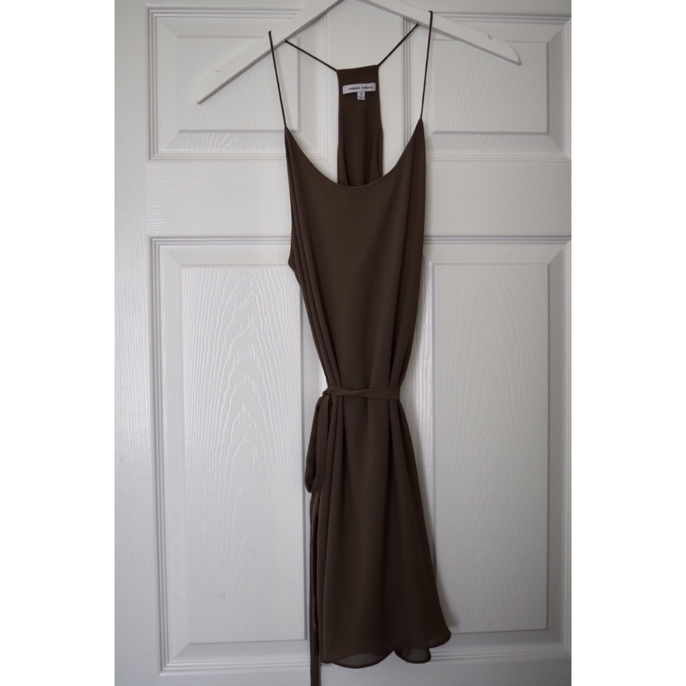 Taupe Slip dress with Removable Tie Waist